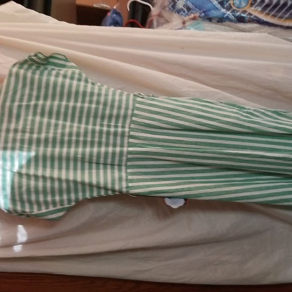 1950-1960 DRESS .  VINTAGE. GREEN AND WHITE,  SIZE 12 ORIGINAL TAGS- ELLEN JOAN - Picture 6 of 8